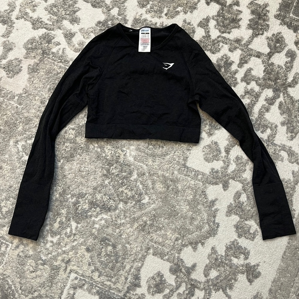 Gym Shark Dark Gray Cropped Long Sleeve